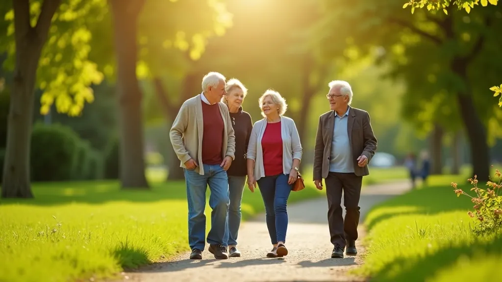 Grupa senioru pastaigas laikā Jelgavas parkā