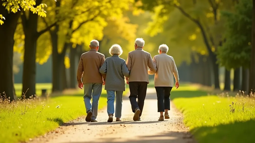 Seniori pastaigā parkā